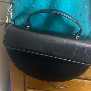 Black Semi-Circle Top-Handle Women's Bag
